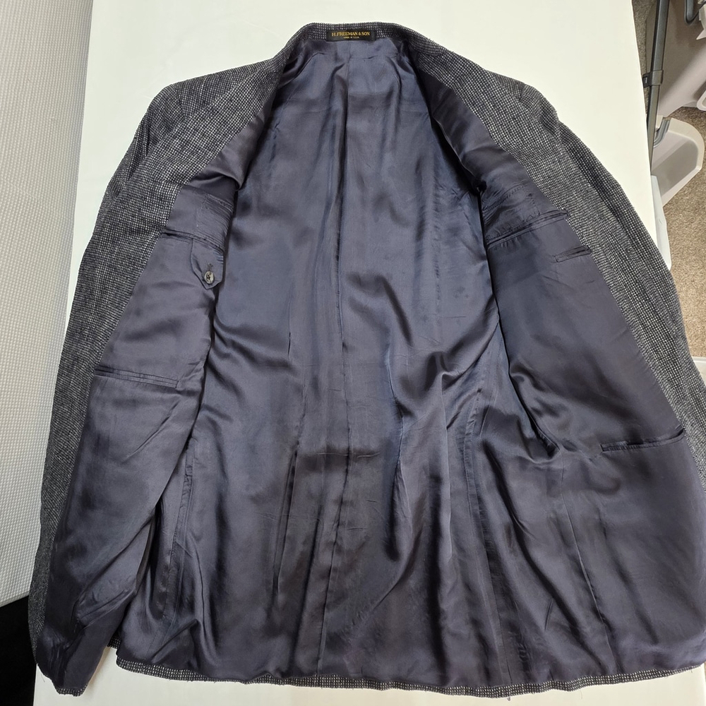 Americana Heritage H. Freeman & Son Wool Tweed Blazer Men 46R Navy Gray Textured - Picture 6 of 16
